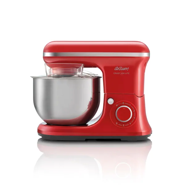 Arzum AR1189 Crust Mix Lite Stand Mikser 1500W, 5L Hazneli Hamur Yoğurma, 3 Aparat, Kırmızı