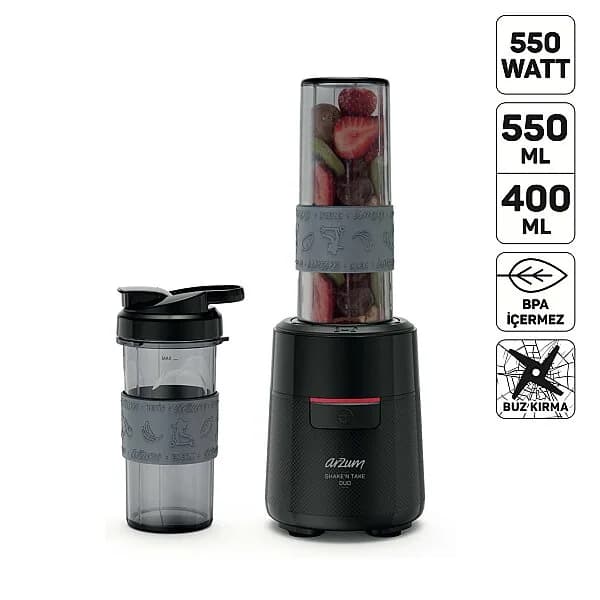 Arzum AR1192 Shake'N Take Duo Kişisel Blender, Siyah